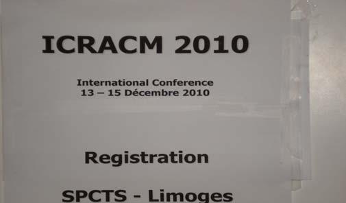 ICRACM-2010; 3 rd ICRACM was held at ENSIL,