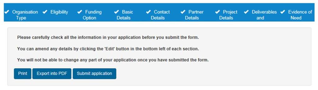 Making an application Review and submit 0% Once you have completed your application, you will be able to review the entire form.