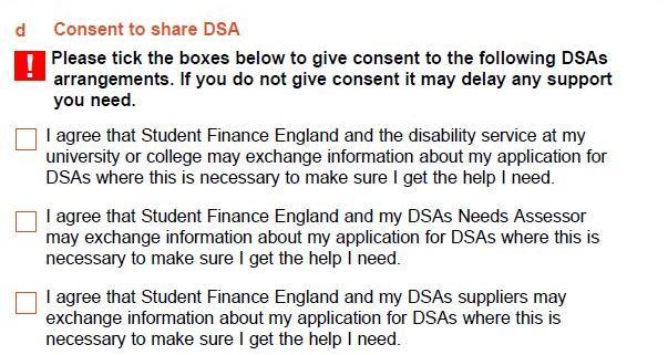 It relates only to sharing information regarding a student s DSA application.