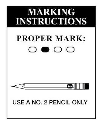 Completing the Form When completing the data collection form be sure to mark the correct bubble using a #2 pencil. An example of the proper mark is shown below.