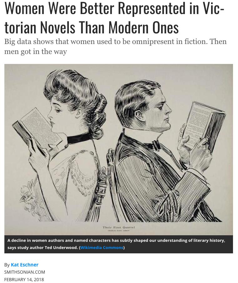 Source: https://www.smithsonianmag.com/arts-culture/what-big-data-can-tell-us-about-women-and-novels-180968153/ U of Illinois English Prof.
