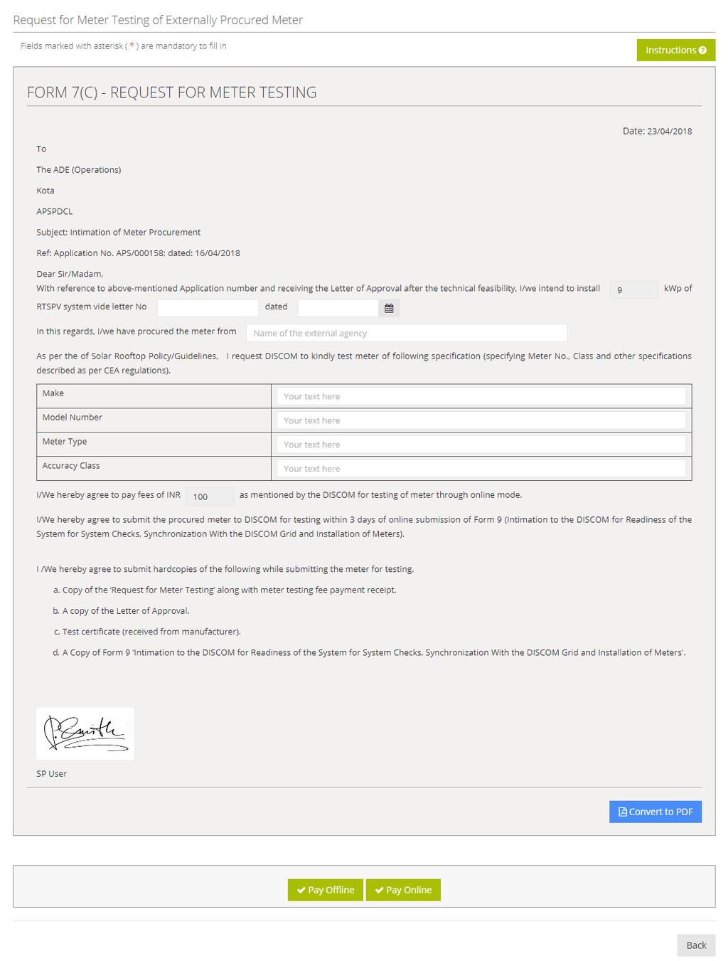 Instructions to fill and submit form Enter Letter of Approval Number.