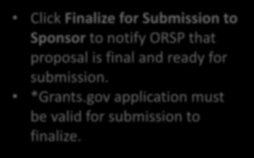 Submission to Sponsor to notify ORSP