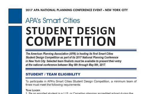 Smart Cities Student Design Competition Co sponsored by APA s: Divisions Council Student