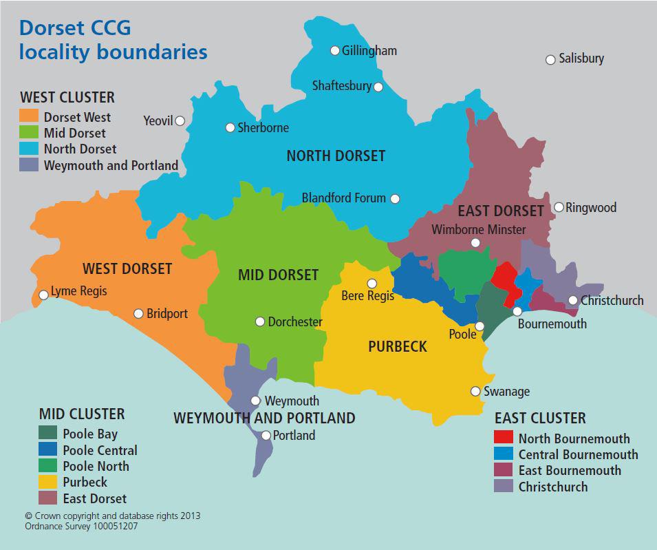 Local Demographics Dorset GP practices serve a population of around 766,000 living in sparsely distributed rural areas and within the urban conurbations of Bournemouth, Poole and Weymouth.