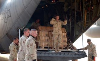 equipment and supplies from a Tennessee Air National Guard C-130.