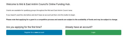 Select the scheme for which you wish to apply to and select Apply here for funding 4. The Council s Funding Hub will load up.