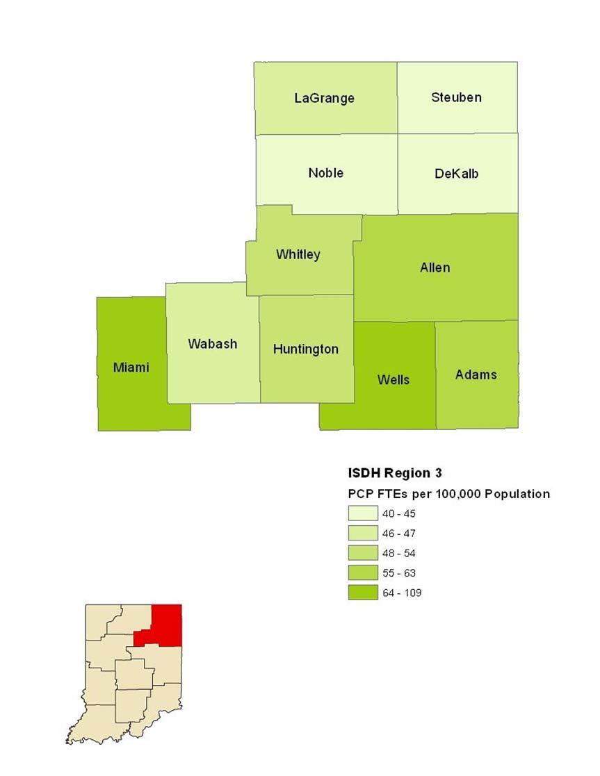 Maps of Primary Care Workforce in Public Health Region 3 Map 5.