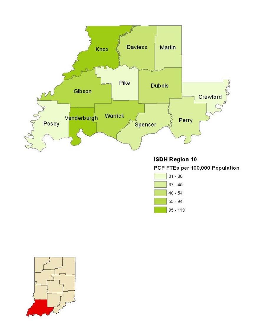 Maps of Primary Care Workforce in Public Health Region 10 Map 5.
