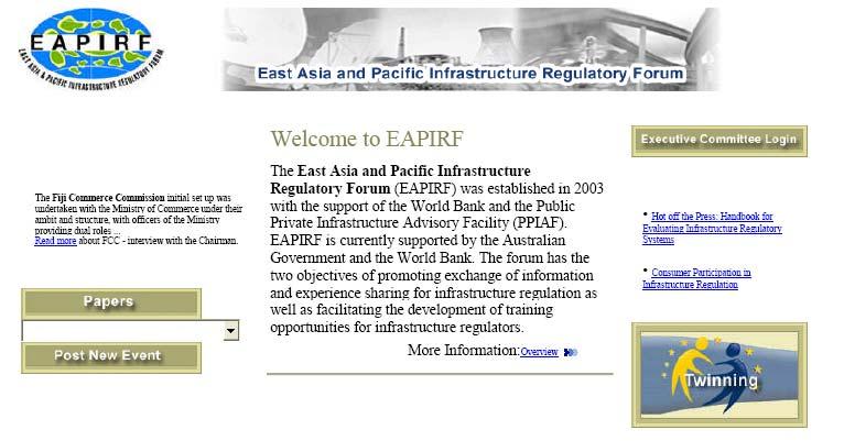 EAPIRF Website Information Exchange EAPIRF has established and maintains a website as the primary tool between AGMs to enhance communications, interactions and networks among members Interaction