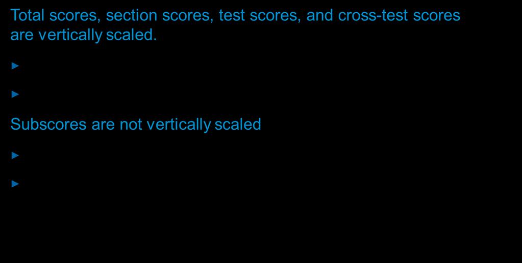 Vertical Score Scale Information on