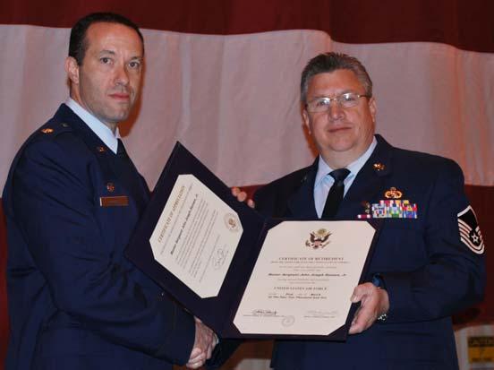 Eric Eggers, 507th Aircraft Maintenance Squadron commander, presided over Chief Garrison s retirement ceremony. Master Sgt. John Hansen, Jr. retired April 10, 2010.