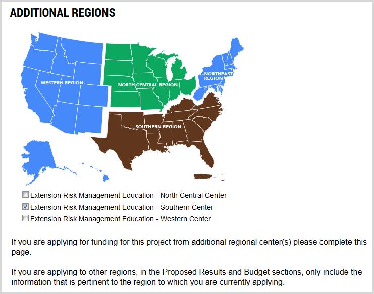 Additional Regions If funding is being sought from more than one region, a separate application must be submitted to each regional ERME Center.