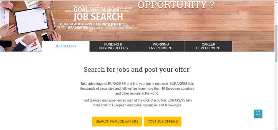 Find a new job on EURAXESS Website - jobs.euraxess.