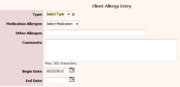 Procedure for adding an allergy (5 steps) 1: Perform a Client Search or access a consumer from your caseload. 2: Click the ECR button that corresponds to your consumer.
