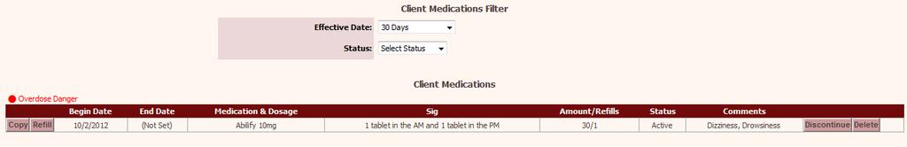 4: After clicking Submit, you will be brought back to the Medication List and you will see the Medication that has been added.