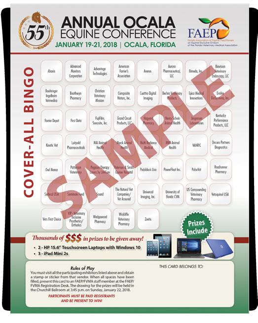Participants must visit each booth involved in the game to receive either an exhibitor-provided sticker or a stamp on their bingo card showing they have been to that booth and had