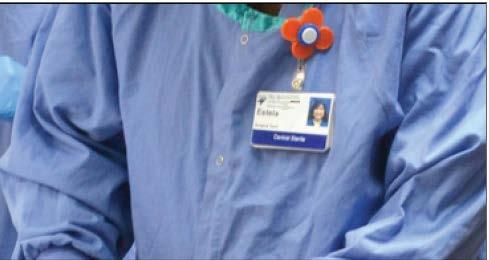 Identification Badges Policy Secure identification badges in a visible location on the scrub attire top or long-sleeved jacket Do not wear lanyards around the neck Clean identification badges with a