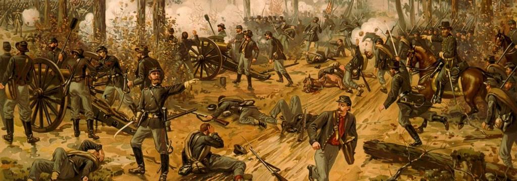 Battle of Shiloh April 1862 - Confederate troops surprised Union soldiers in TN Grant