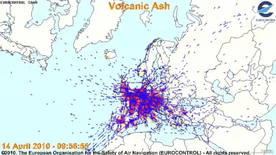 Volcanic Ash and Plane Tracks (courtesy
