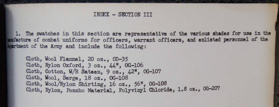 Section III for combat uniforms (the index is at the right), includes a sample for 1.