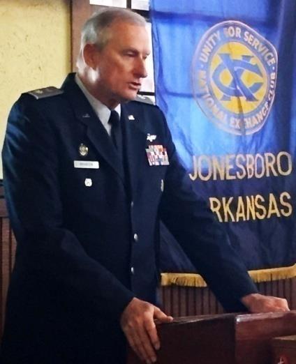 Former FBI agent and the current Arkansas Wing Inspector General of Civil Air Patrol in Arkansas, gave a presentation to the Jonesboro Exchange Club Friday, March 25, 2018.