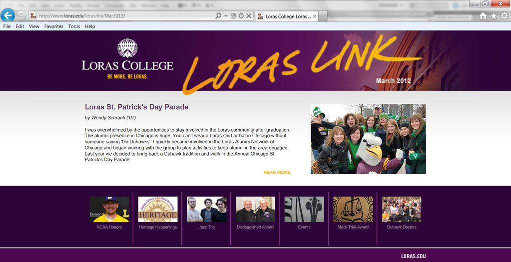 Loras Link: March 2012 Loras College