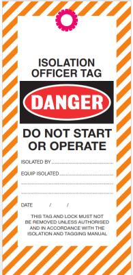 Tag Use Personal Tag (Permanent) This tag is placed by an Authorised Person to identify the individual who is working under an Isolation.