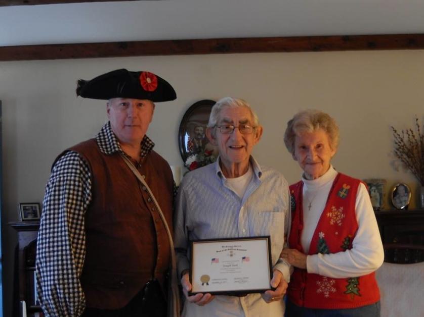 Flag Award to U.S. Army veteran and retired police officer on Christmas Day in Bethel On Christmas Day, compatriot Dave Perkins presented the SAR Flag Certificate to Joseph Tenk Sr.