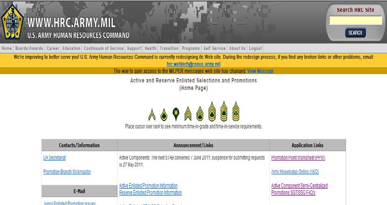 mil/ Under Army Links in AKO click on Enlisted Promotions, see [Figure 2(A)]. (A) Figure 2- Soldier Log on AKO Portal 2.
