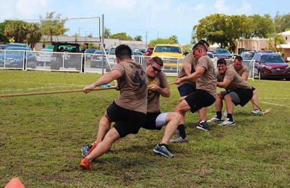 Teams participate in a number of sporting events: 5K race, flag football, basketball, horse shoes, kickball, tug-a-war, obstacle course and many other great challenges.