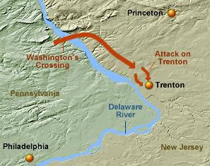 Attacked German (Hessian) troops at Trenton, N.J. 2.