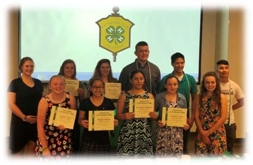 4 H Honor Club recognized new members and graduating seniors As we closed the chapter on another school year, a recognition program was held on May 22 nd to welcome new initiates to the 4 H Honor