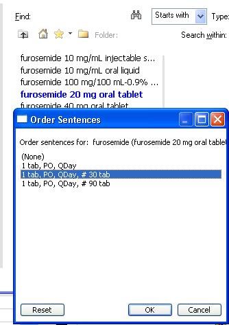 Prescription Order Sentences The most common sentences and quantities are listed