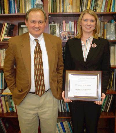 Mandy Edwards Wins a Randall Undergraduate Research Recognition Award Prof.