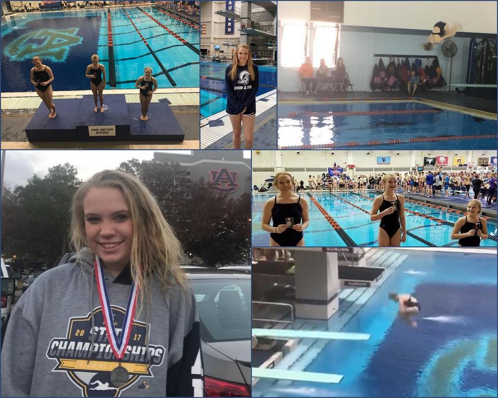 CHCA Diver Medals at State Cottage Hill Christian Academy freshman, Lexi Cubitt placed 2nd overall in the Alabama High School Athletic Association state diving championship, class