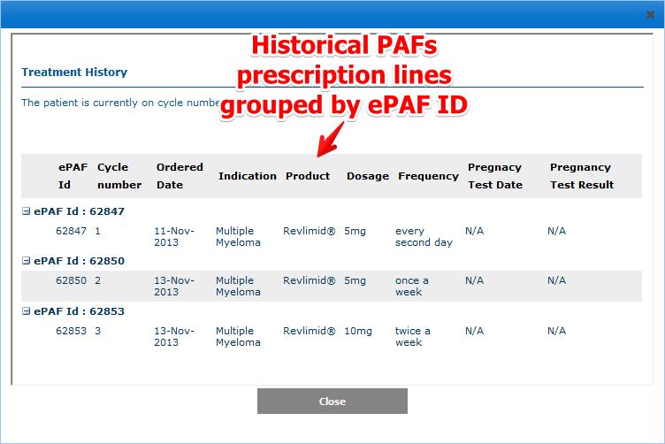 7.3 Viewing epaf details On the Manage epafs page use Magnifying Glass icon to navigate to epaf