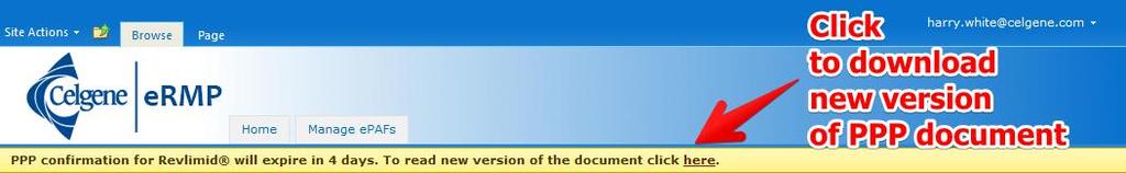 7.4 PPP due soon notification Whenever a new version of the PPP document is
