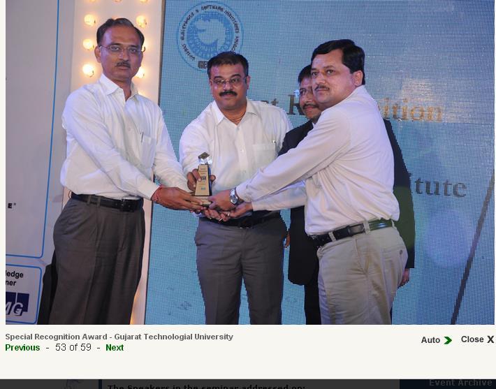 (xv) Sherdil Gujarat Award -2011 Gujarat Technological University, Ahmedabad was awarded for outstanding work in the area of blood donation in a state level function organized by Indian Red Cross