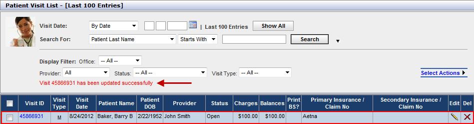 The Facility and Billing Provider fields, highlighted in blue in the figure to the right, will be populated when you first come to this page if selected as defaults in the preferences section of the