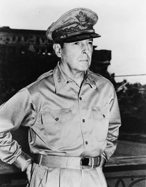 Douglas MacArthur Born 26 Jan, 1880, in Little Rock, AR Stationed at Leavenworth with his father, 1886-1889 Graduated from West Point In 1903 Served at Leavenworth, 1908-1912 Deployed to France with