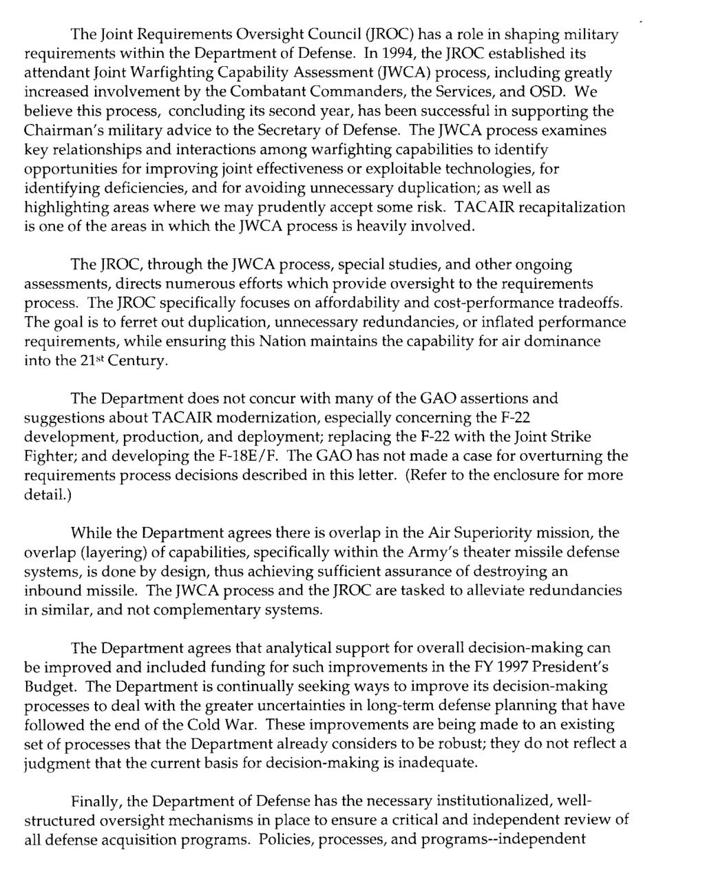 Appendix III Comments From the Department of Defense