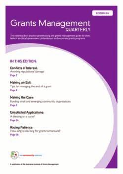 The Quarterly Newsletter Grants Management Quarterly (GMQ) Grants Management Quarterly (GMQ) The essential grants management guide for state, federal and local government, philanthropic and corporate