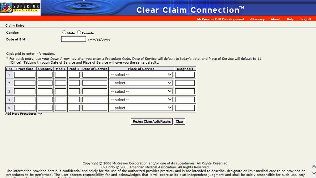 Claims Audit Tool Test claim coding by entering core