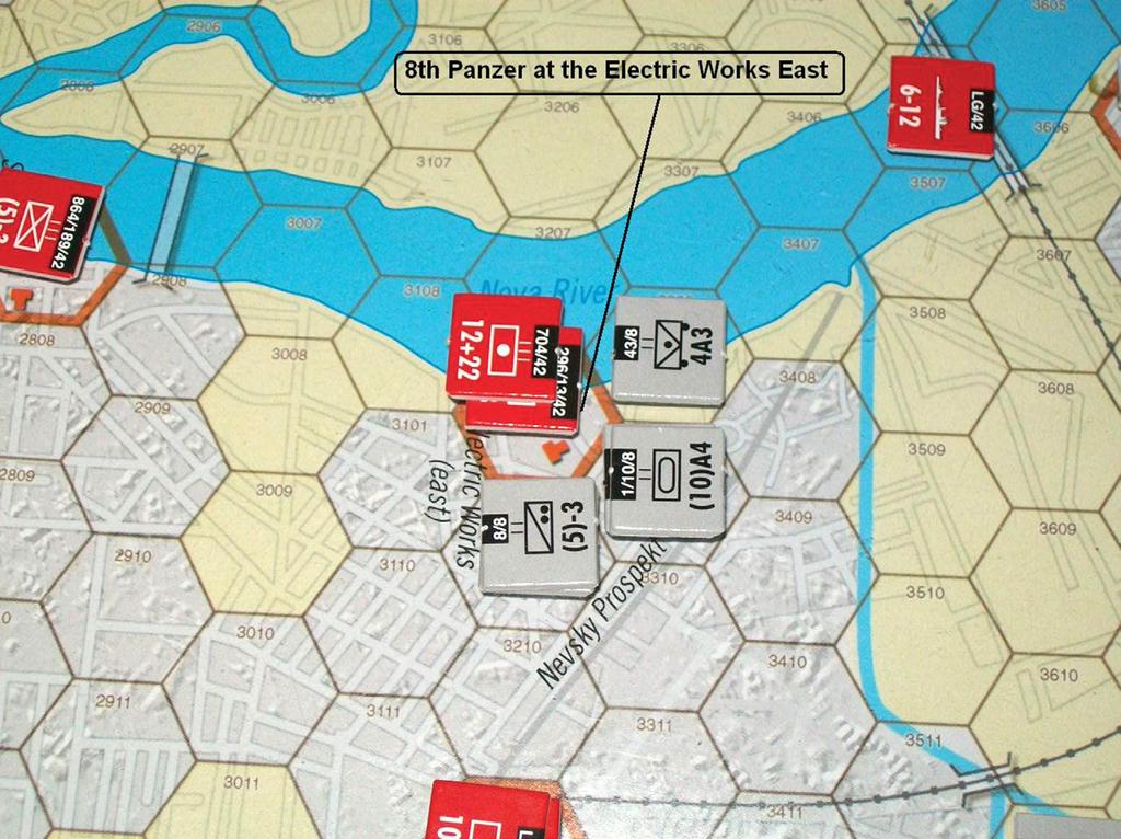 Regiment moves into range of the enemy forces to the west of there. 269 th Infantry Division. Two regiments with support move in to assault the Kirov Works.