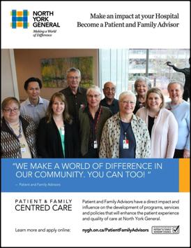 Advisor Recruitment As news about the impact of working with Patient and Family Advisors began to spread throughout the organization, council members collaborated with Corporate Communications and