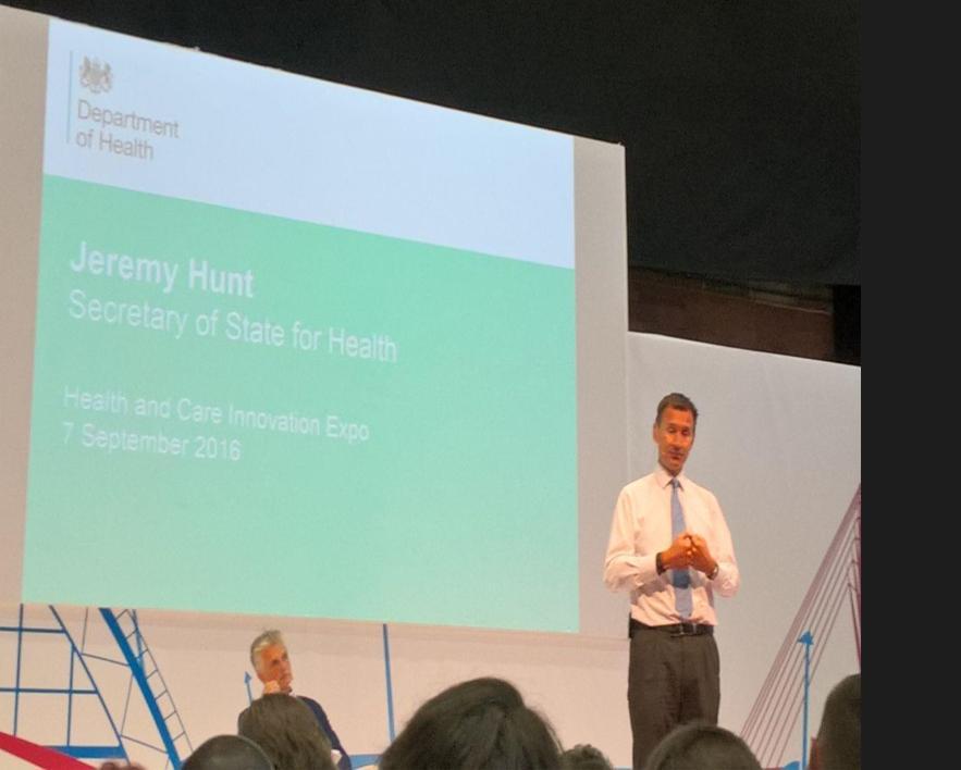 Health & Care Expo Sep 2016 EXPO keynote speech, Health Secretary Jeremy Hunt outlined measures to create smartphone-ready services in a new NHS technology drive.