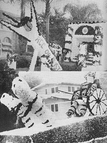 The 1963 yearbook described their activities as: CAMPUS COOL-Sigma Rho Chi co-sponsored a Homecoming float, winning second in Class One competition.