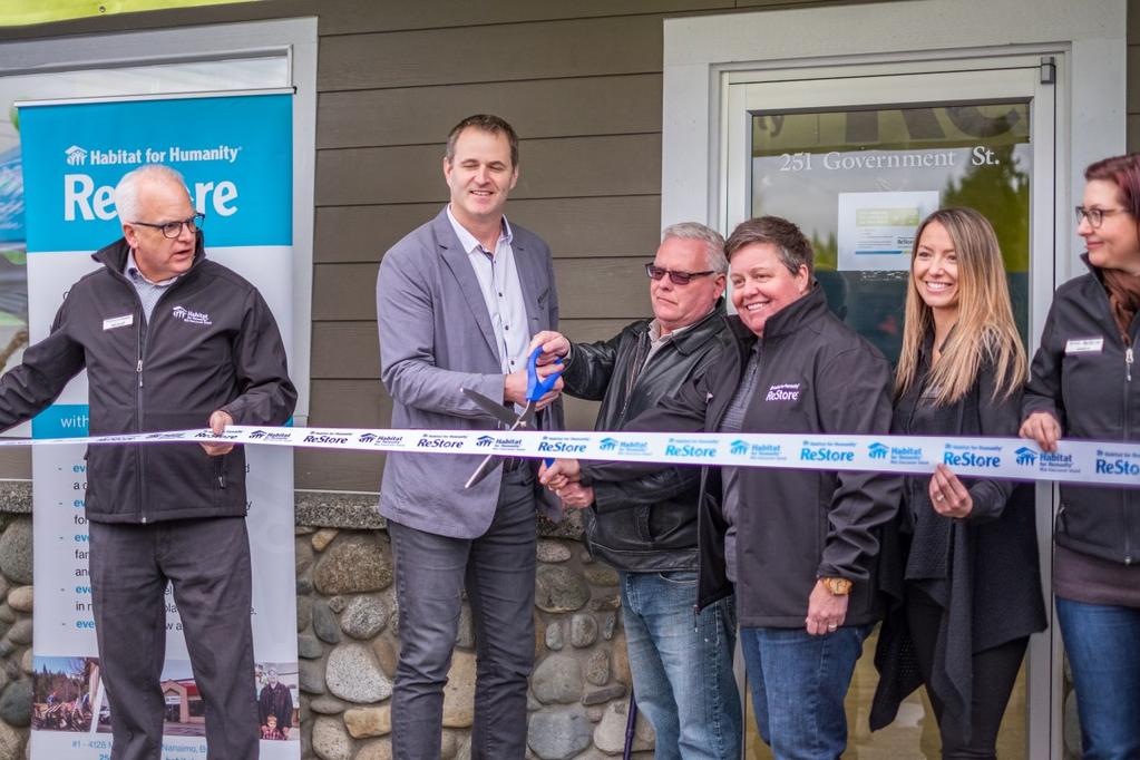 The store is the second ReStore to be opened in the Mid- Vancouver Island region and will play a vital role in raising funds for home building projects in that area.