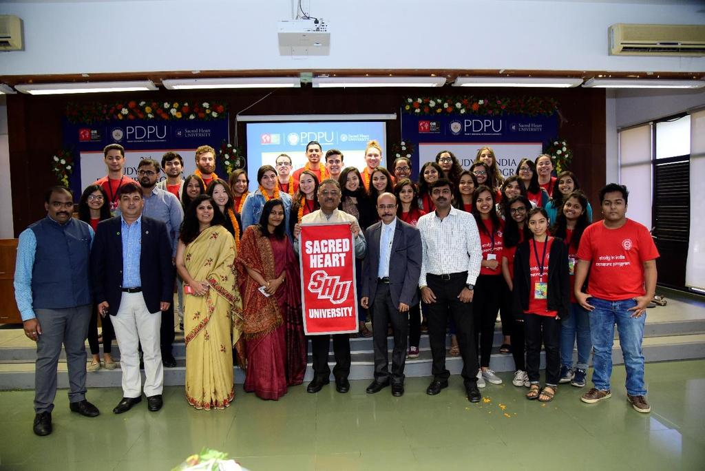 Second Study in India Program on Cross Cultural Context Considering People, Behavior and Communication Pandit Deendayal Petroleum University hosted 10 students along with their faculty from Sacred
